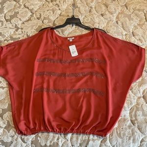 Brand new cold shoulder embellished banded waist top